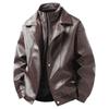 Men's leather jacket, new PU leather motorcycle fleece-lined loose versatile trendy leather jacket for men