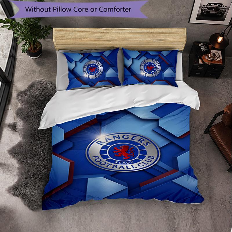Biancheria da letto a tema Rangers FC Set 3 Pezzi Copripiumino Biancheria da letto Decorativa Per Stanza Adolescenti Decorazione Casa