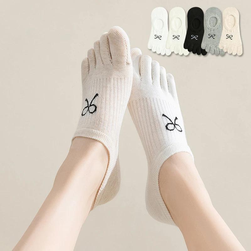 5 Paar Fünf-Zehen-Socken Damen Anti-Rutsch Baumwolle Zehensocken mit separaten Zehen Sport Sommer Dünne Slipper-Socken