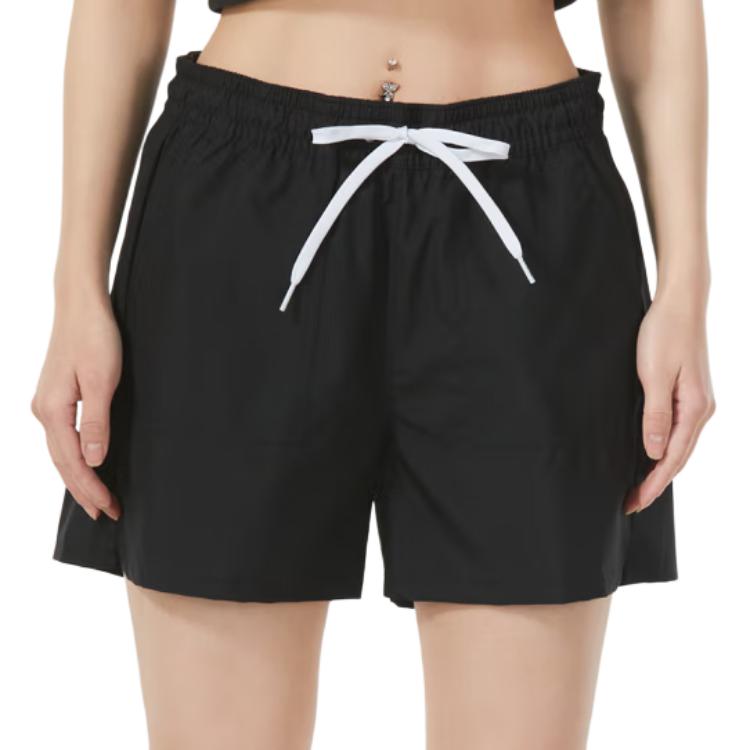 Vans Solid Color Outdoor Sports Elastic Waist Straight Loose Casual Shorts Women shorts Black VN0A5AR7BLK
