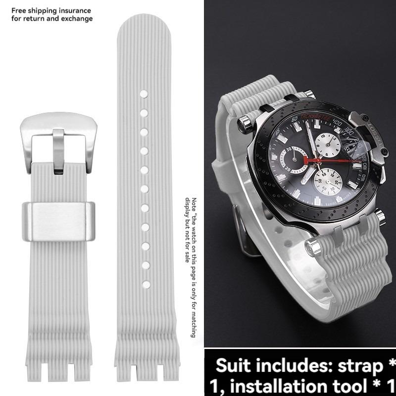 For Tissot Racing Series T115 Silicone Stainless Steel Buckle T115.417 Watch Band Men's Watch Accessories 22mm Waterproof Strap