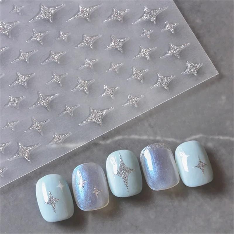 1pcs 5D Rhinestones Gold Silver Irregular Pattern Nail Sticker Simple Design Adhesive Slider Nail Art Decoration Decals Supplies
