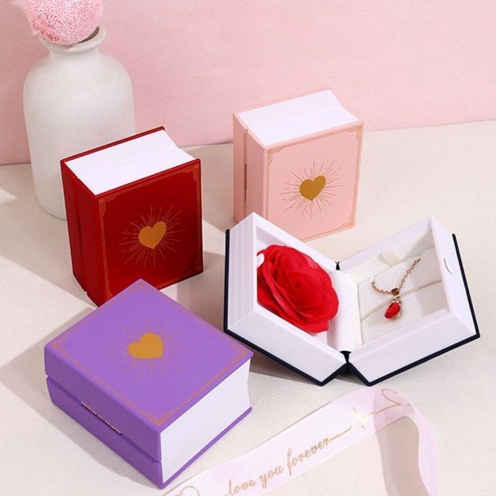 Romantic Book Shape Ring Box Jewelry Packaging Ring Gift Box Creative Gifts Package Box  Earrings