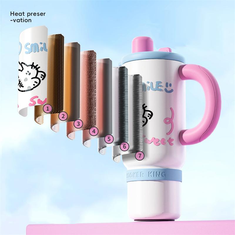 COOKER KING 1200ML Thermos Bottle Stainless Steel Insulated Tumbler Large Capacity Ice Cup with Straw Outdoor Thermos Cup Gifts