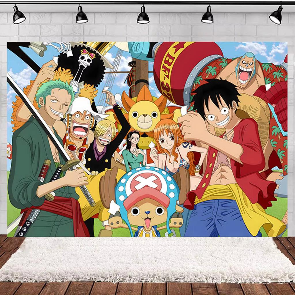 One Piece Anime Luffy Cosplay Theme Backdrop Kids Birthday Party Background Decoration Gift Supplies Photography Backdrop Banner