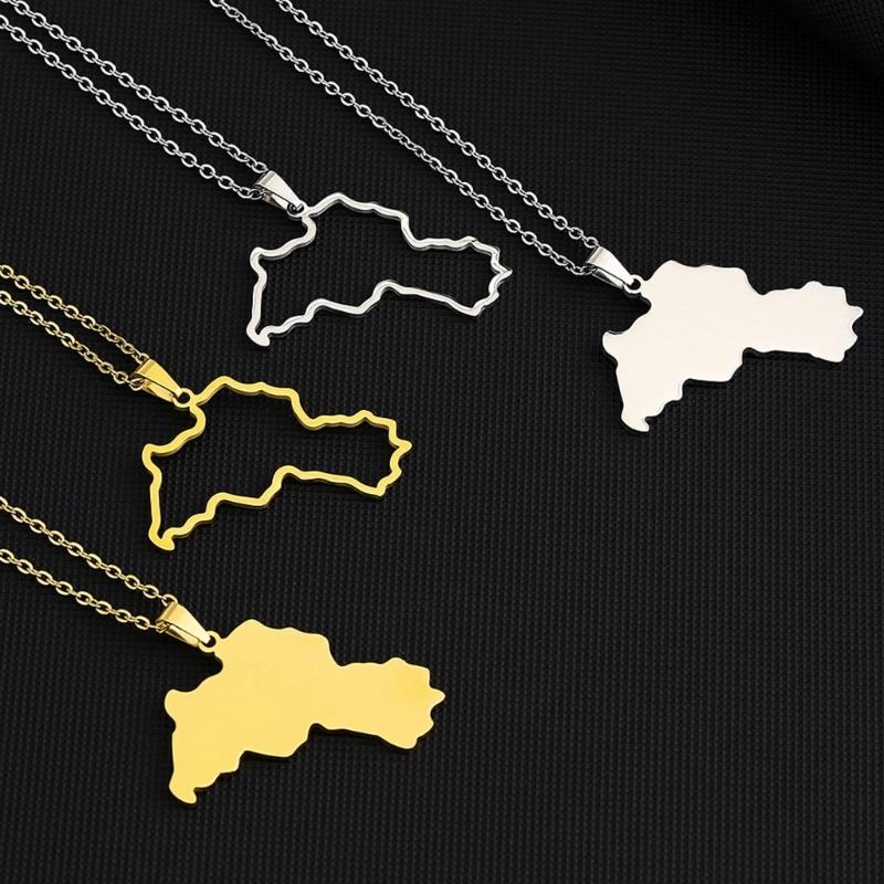 Trendy Kurdistan Map Shaped Pendant Necklace Map and City Necklace Long Choker Gothic Party Fashion Jewelry