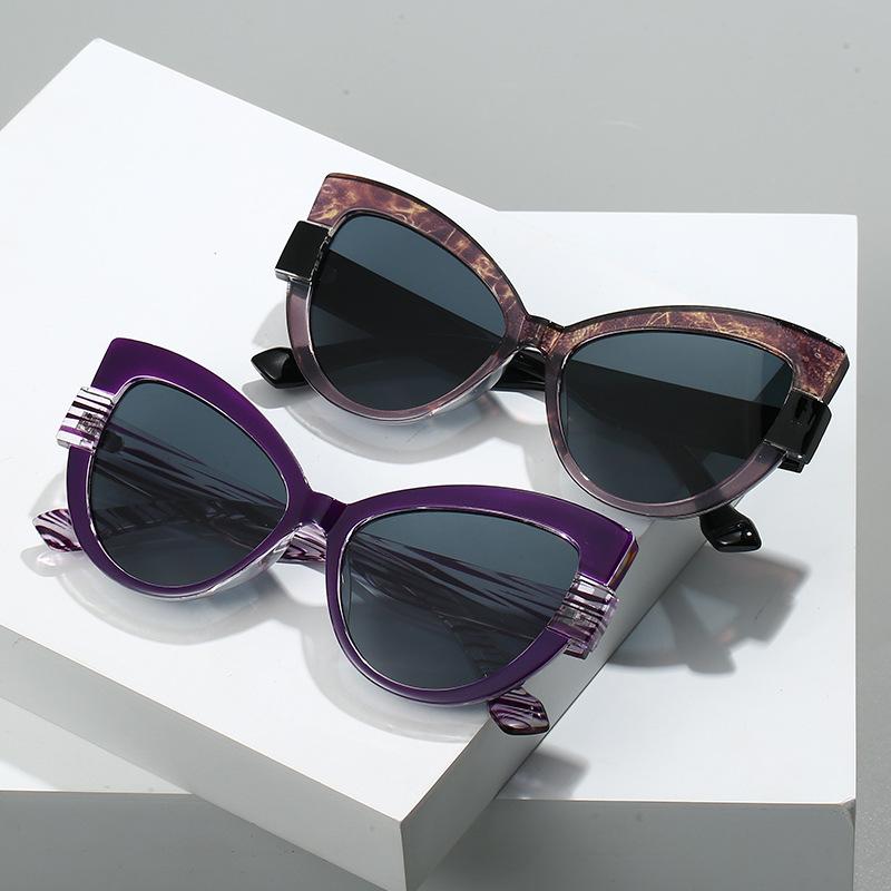 Fashion Large Frame Sunglasses Ins Personality Hundred With Uv Protection Sunglasses For Women Retro Cat Eye Sun Glasses