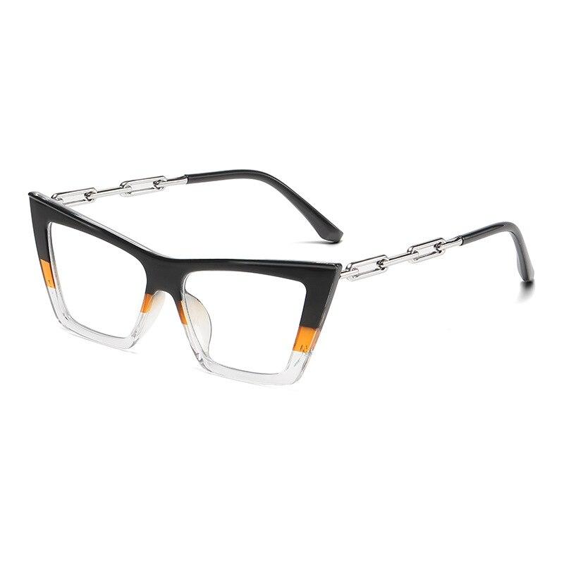 Women Luxury Designer Color Stitching Eyeglasses for Ladies Polygon Cat Eye Anti Blue Light Blocking Glasses Frame Optical Frame