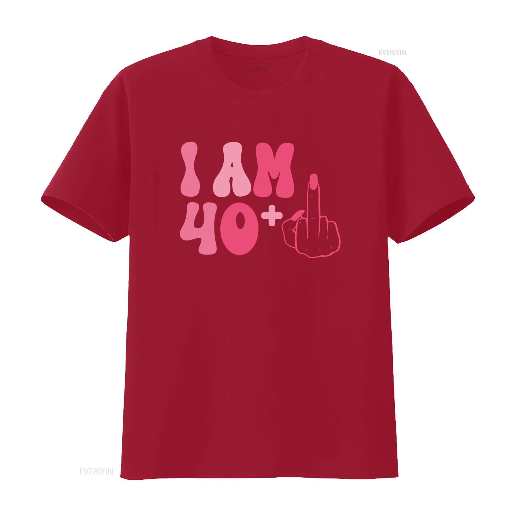 

41st Birthday Womens Funny T Shirt 40 Plus 1 Middle Finger Design Perfect for Friends vintage Washed fashion Casual Stretched S