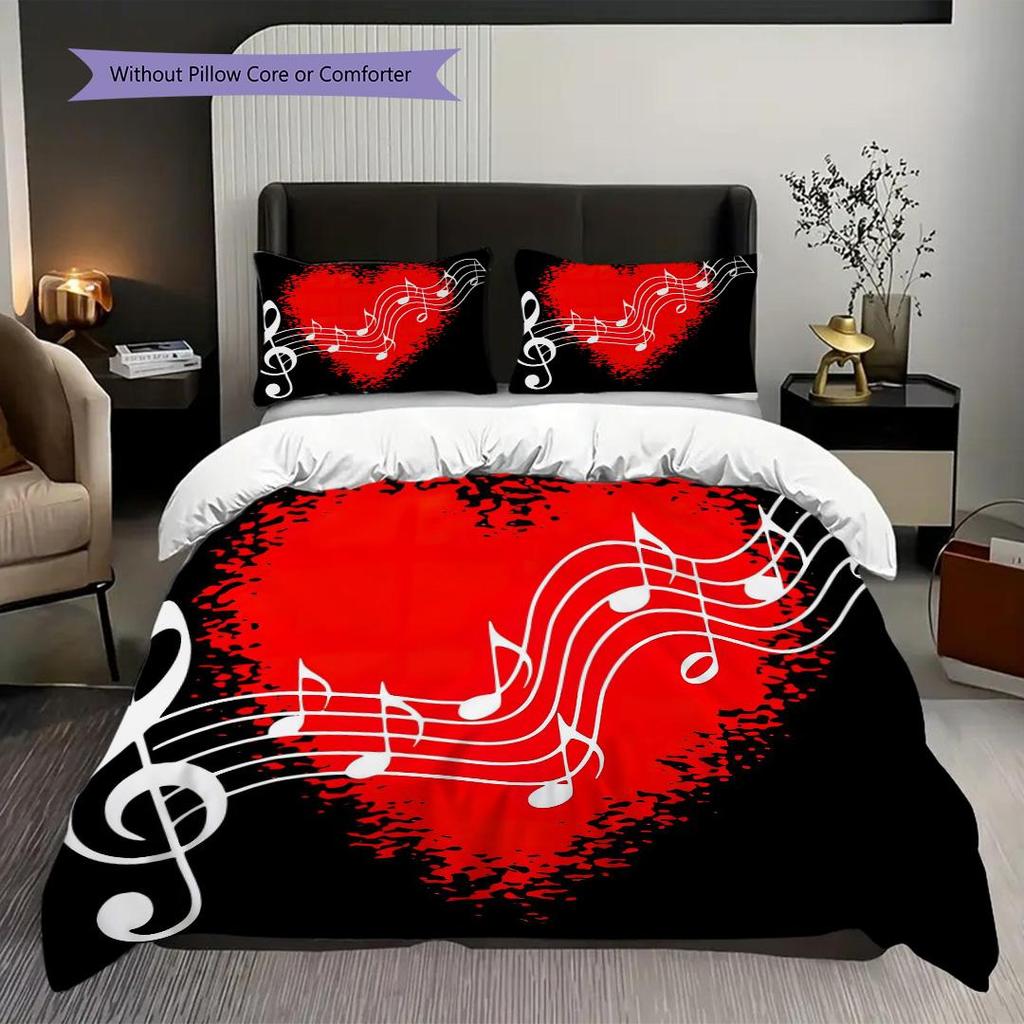 1PC Music, guitar Theme Bedding Quilt Set Quilt Cover Pillowcase Home Decoration Birthday Gift (1 * duvet cover + 2 * pillowcase, without core)