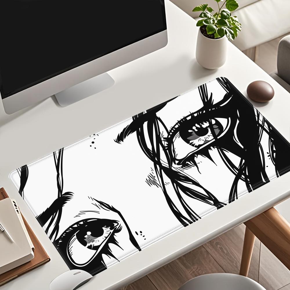 Anime Eyes MousePad - Large Manga GirlDeskMat Cute HD Desk Pad Extended Gaming Keyboard Mats Large XXL Gamer Mousepad 90x40