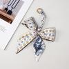 Silk Scarf Keychain with Horseshoe Buckle and Ribbon Bow for Bags and Cars
