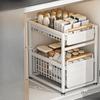 2 tier kitchen cabinet pull-out storage rack slide-out storage basket under the sink spice rack household items storage box
