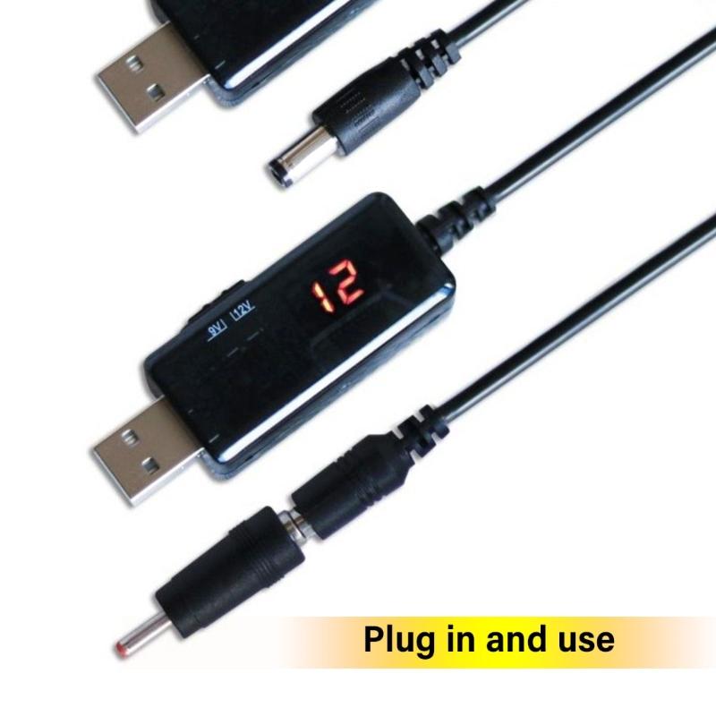 USB To 9V/12V Power Boost Cable With 5.5mm 3.5mm 5.5x2.1mm 3.5x1.35mm Connectors For Electronics