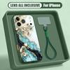 Marble Pattern Hand Strap Case For iPhone 17 Pro Max iPhone 16 15 14 13 Pro Max Magnetic For Magsafe Hybrid TPU+PC Matte Cover
