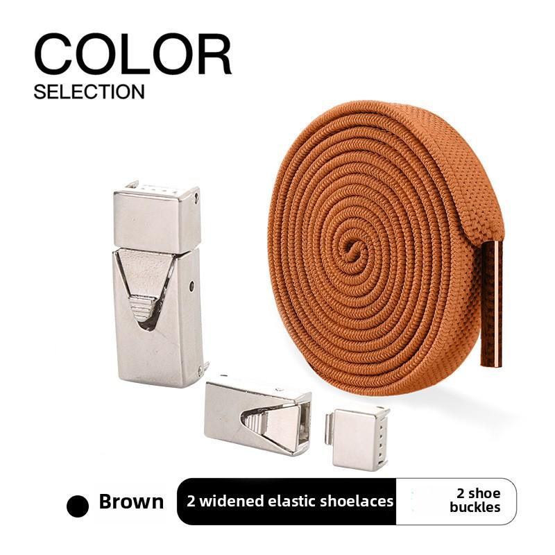 1pairs Wide Elastic Flat Straps with Metal Press Buckles - No Need To Tie Lazy Shoelaces, Lightweight Elastic Shoelaces Suitable for Sports Shoes