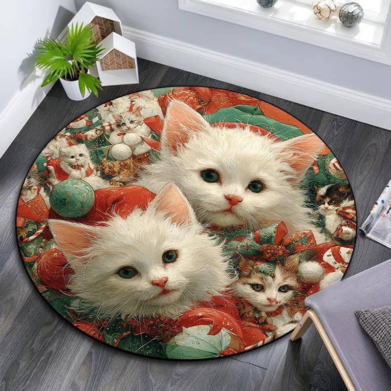

Kittens Round Area Rug,Carpet Rug for Living Room Bedroom Sofa Playroom Decor,Non-slip Floor Mat 80cmx80cm