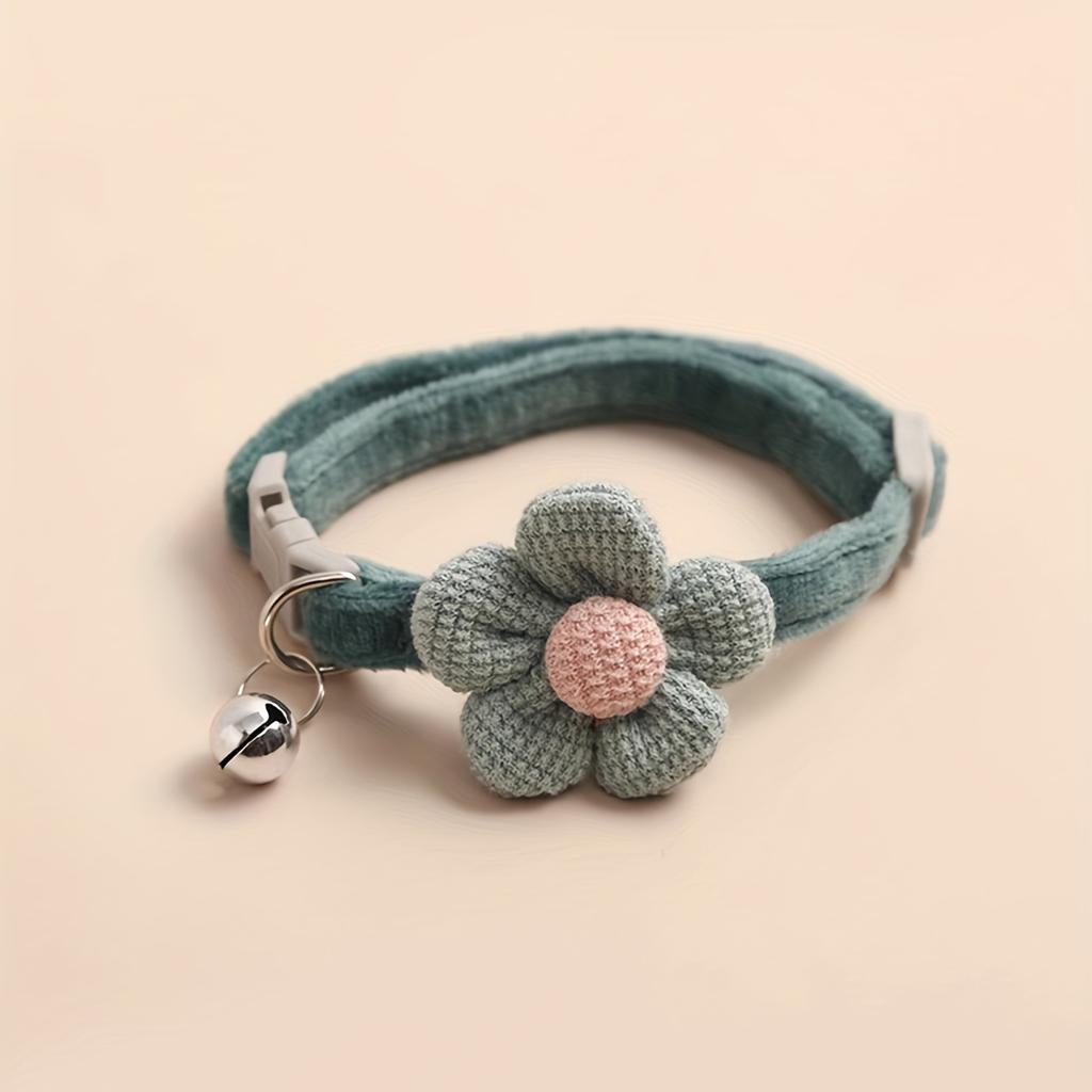 1pc Cute Dog Necklace with Flower Decor and Bell Strap - Pet Collars and Leads for Stylish Pups
