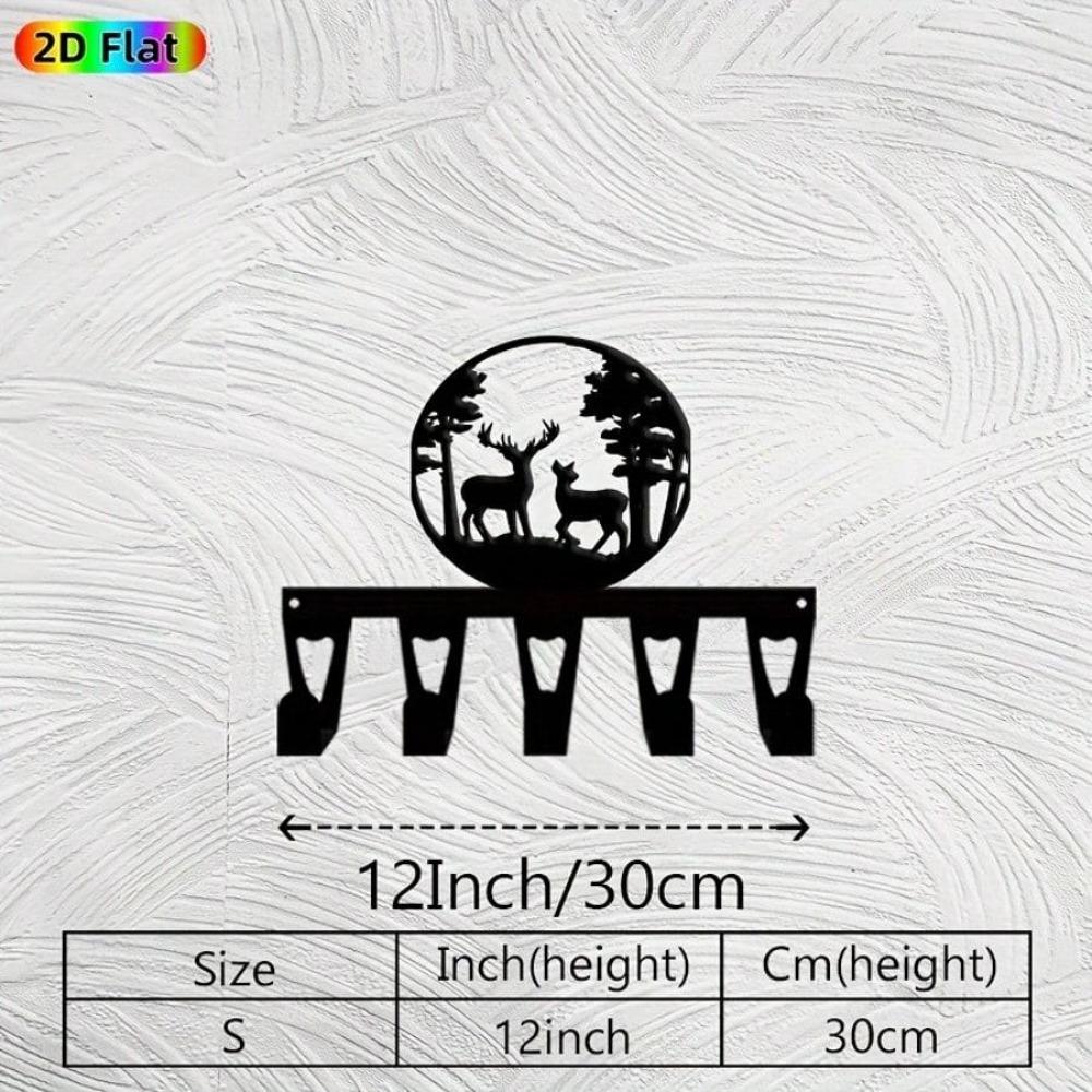 

Metal Deer Key Holder Wall Decor with 5 Hooks, Handmade Ironcraft for Hallway Bedroom Christmas Gift Rustic Vintage Durable Wall Mount 25x30