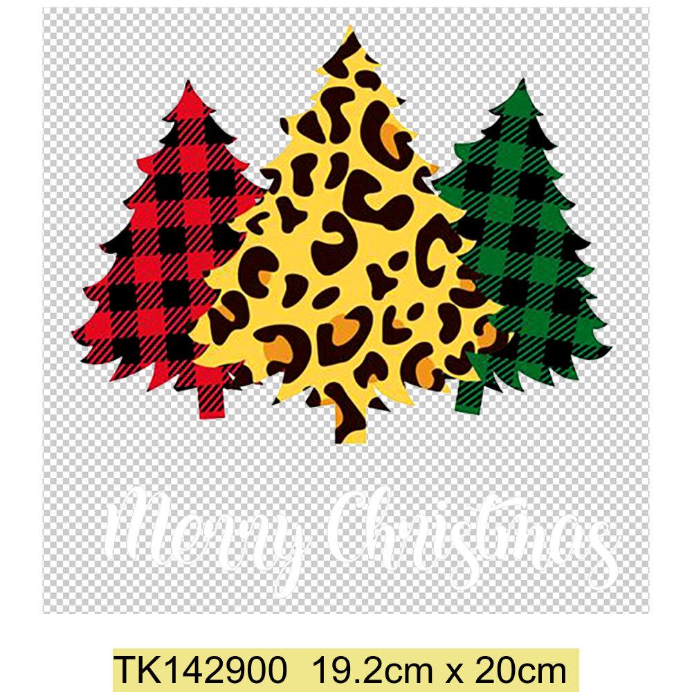 Christmas Tree Deer Heat Transfer Adhesive Patches T-Shirt Appliques Clothes Children's School Bag Decoration Print Holiday Gift