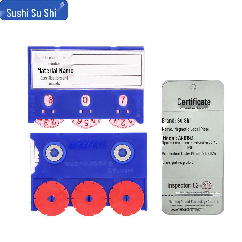 Magnetic Card Label Holders with Index Counters Blue 10-pack