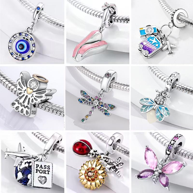 Charm Copper Original Butterfly Firefly Pink Bow Coloured Charms Beads Fit Pendants Bracelet Birthday Diy Jewelry Collection