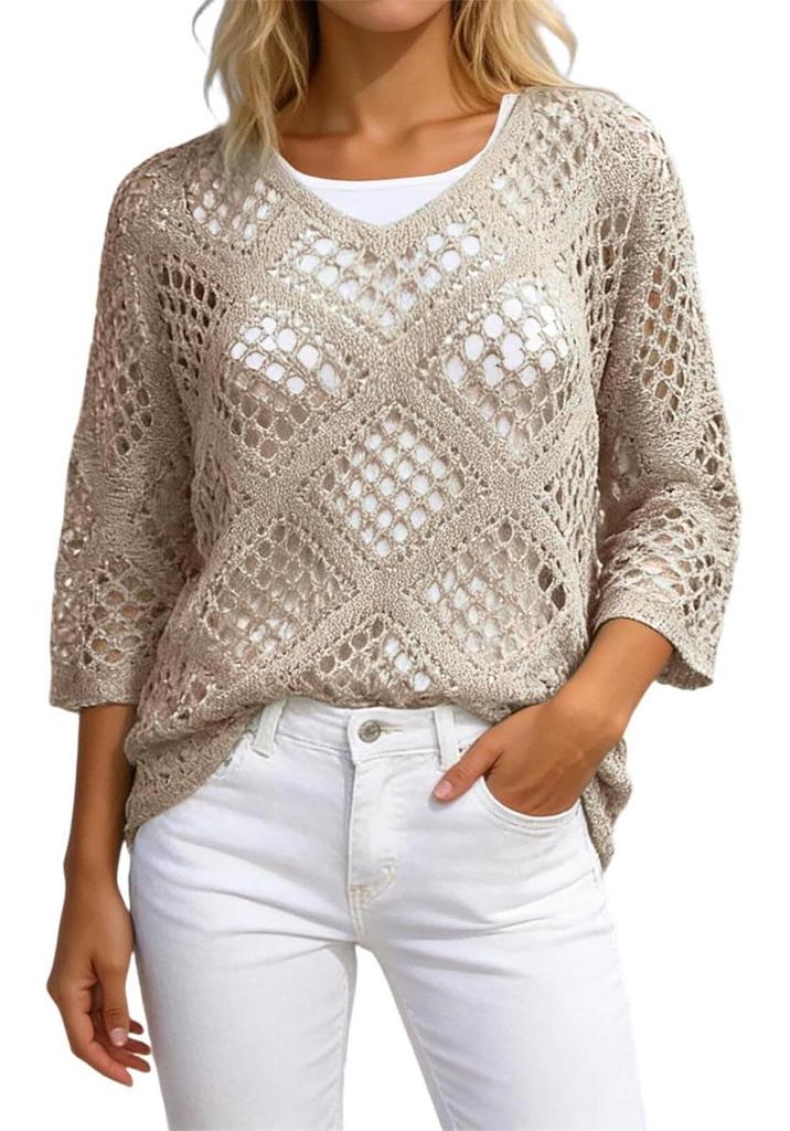 2026 Trendy Women's Quick-Dry Hollow-Out Sweater - Fashionable, Casual, Versatile, Comfortable Solid Color Top