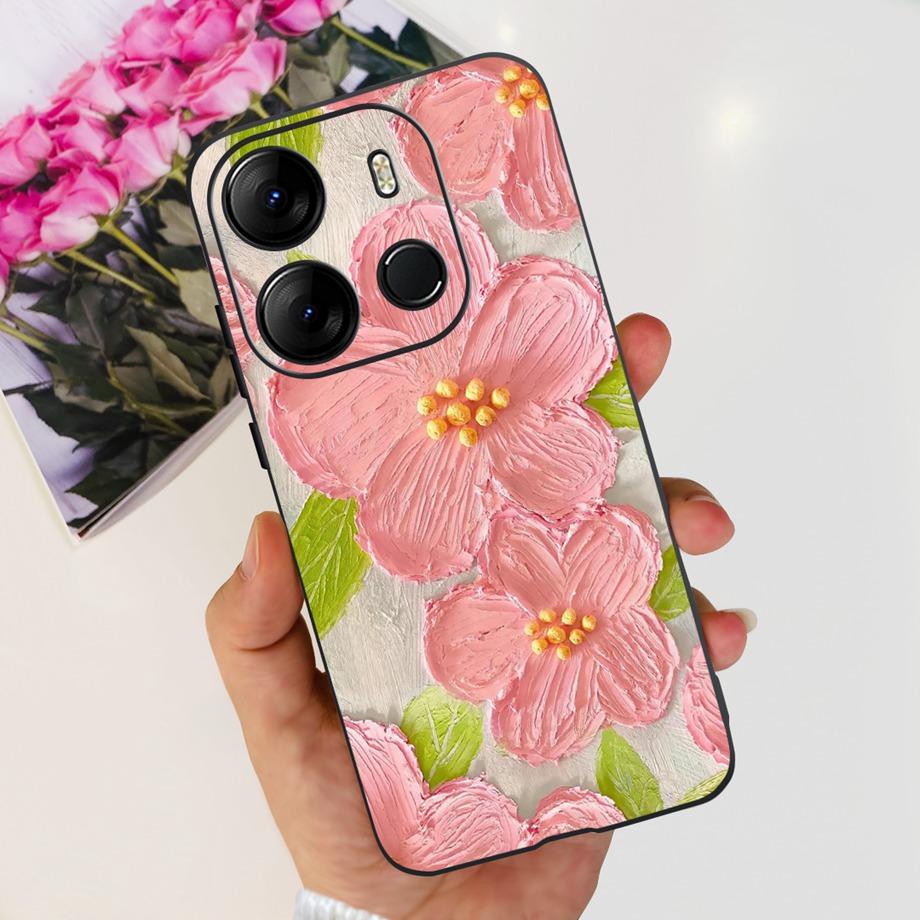 For Tecno Spark GO 2023 BF7n Phone Case Tecno Pop 7 Pro BF7 Pop7 Back Cover Matte Soft Silicone Coque Fundas Oil Flower Heart