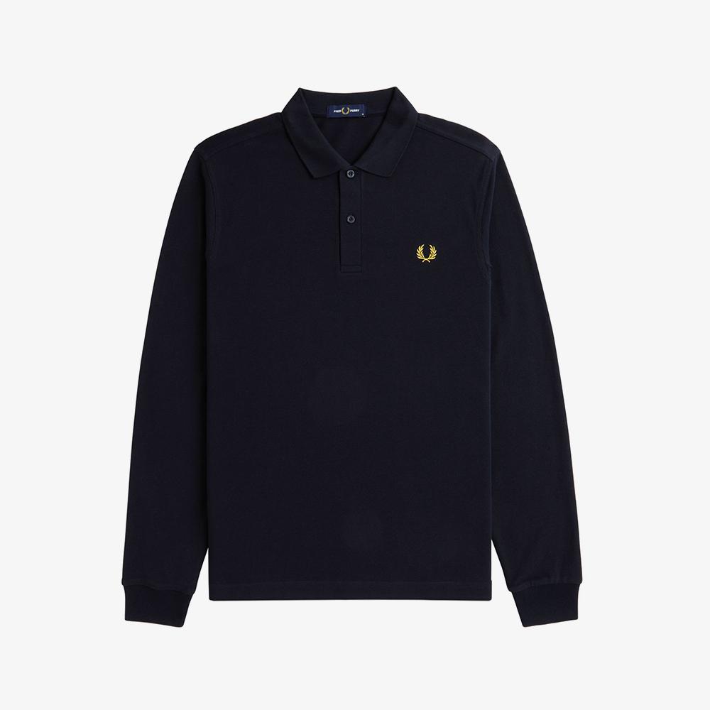 Fred Perry [M6006] Long Sleeve Plain Fred Perry Shirt - Navy/Honeycomb Afpm2436006-W75