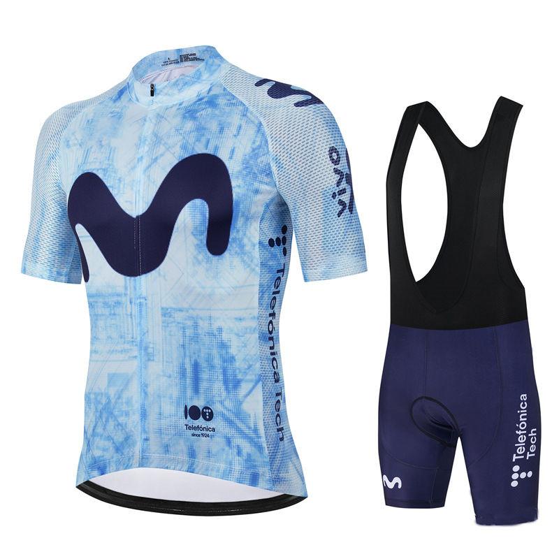 Movistar Pro Team Summer Cycling Jersey Suit Men's Breathable Mountain Bicycle Clothing Set Bike Mountain Maillot Ropa Ciclismo