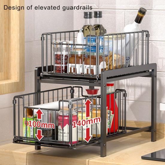 2patrový koš Zásuvka Organizér Úložný regál Velká kapacita Silná nosná Nerezová Posuvná police na pracovní desku