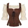 Costume Women Medieval Vest Cosplay Plus Size Medieval Blouse Sets Renaissance Vest Brown Black Blue