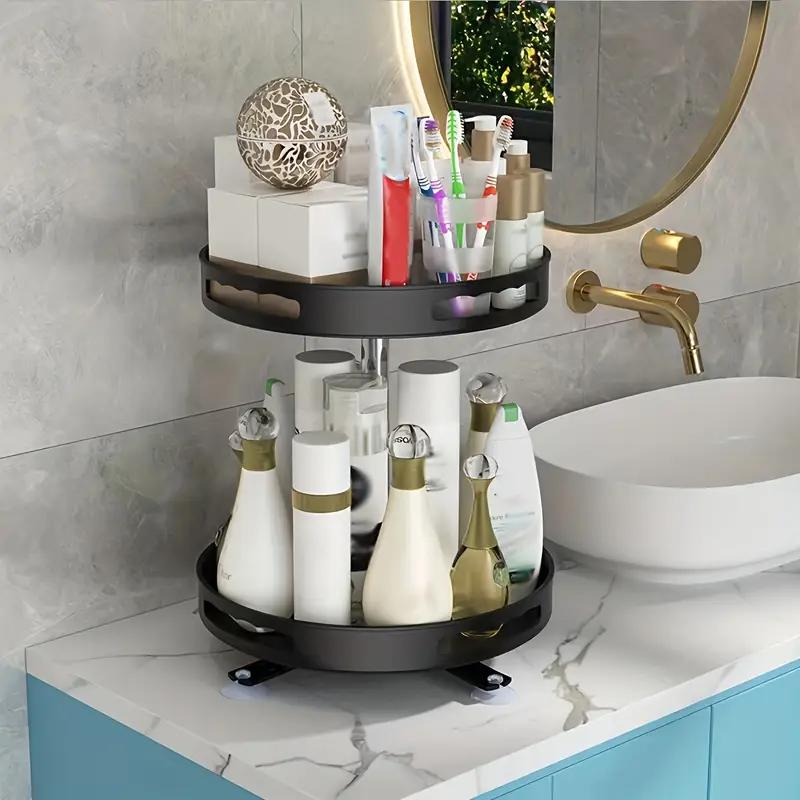 3-Tier Metal Rotating Organizer Spice Rack Seasonings Cans For Kitchen Accessories 360-Degree Non-Skid Carbon Steel Storage Tray