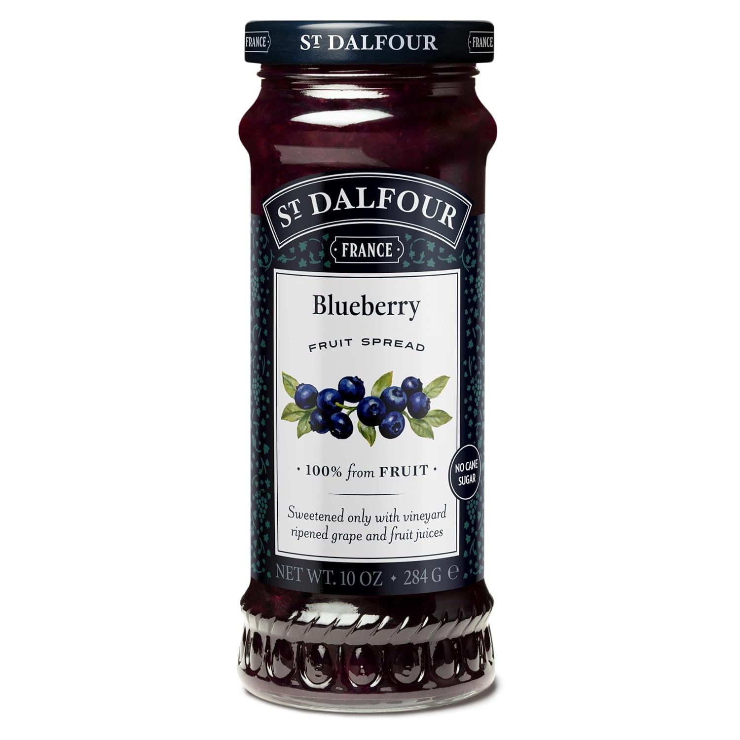 

St Dalfour Blueberry Fruit Spread 284 g | No Added Sugar | 100% from Fruit | No Added Preservatives, Colours, Flavors or Sweeteners | No Corn Syr