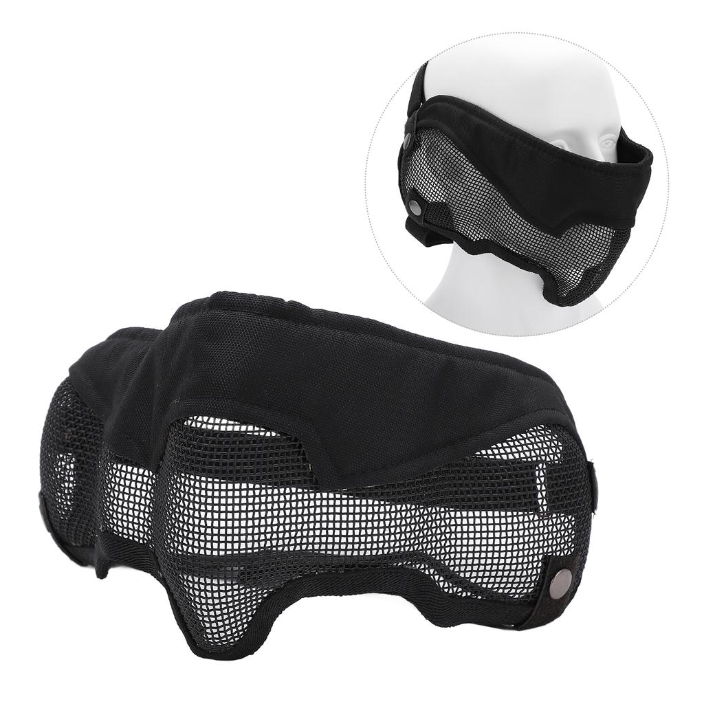 Half Face Mesh Mask Adjustable with Ear Protection Mesh Mask for Paintball CS Game