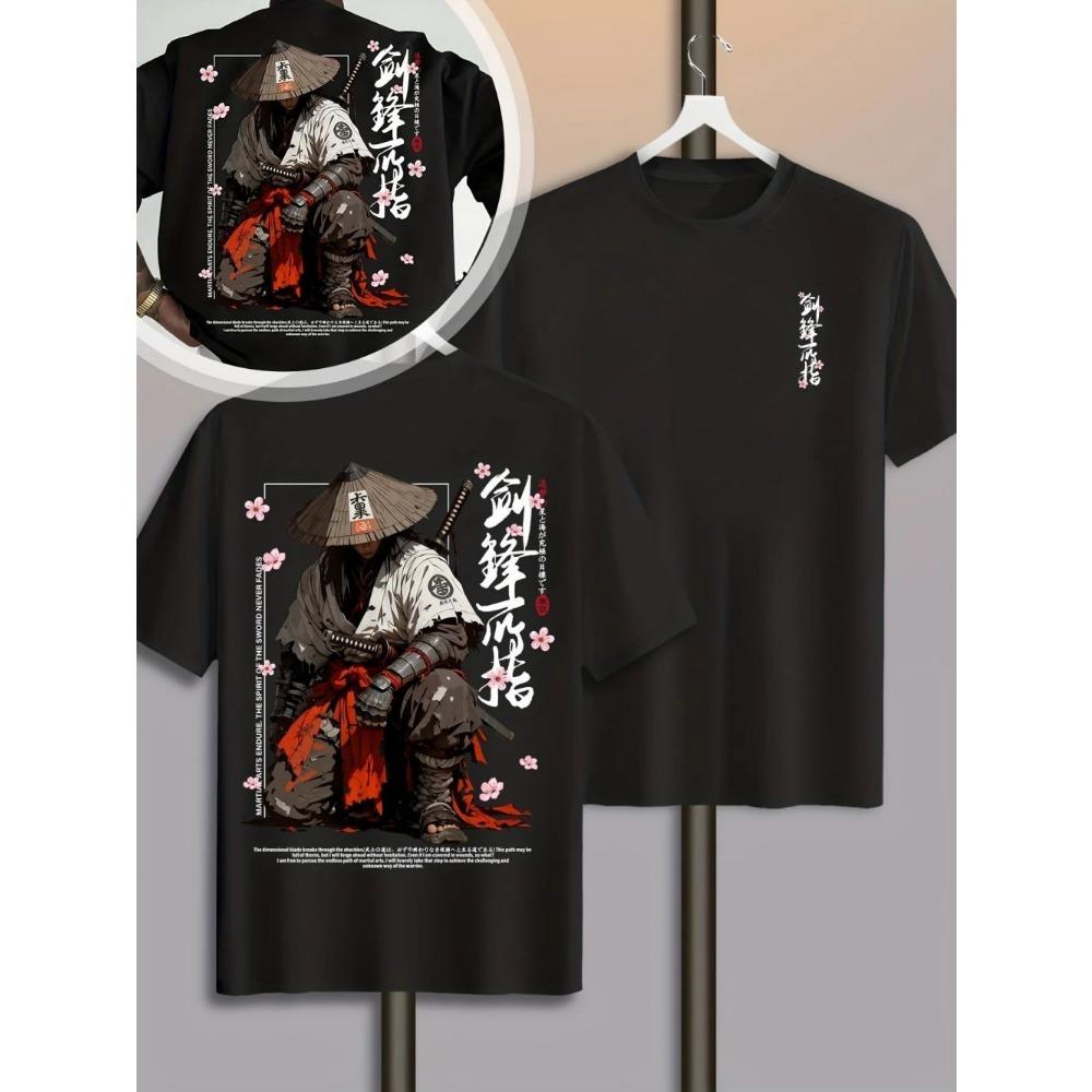 European and American men's summer dark warrior letter print comfortable and breathable round neck T-shirt outdoor street top