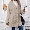 Women's Fashion Casual Solid Color Print Autumn Winter Long Sleeve Hooded Jackets & Coats