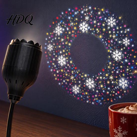 Ambient Night Lamp USB Christmas Snowflake Projector Light Flexible Gooseneck Projection Lamp Decorative LED for Bedroom Ceiling Decoration Pattern