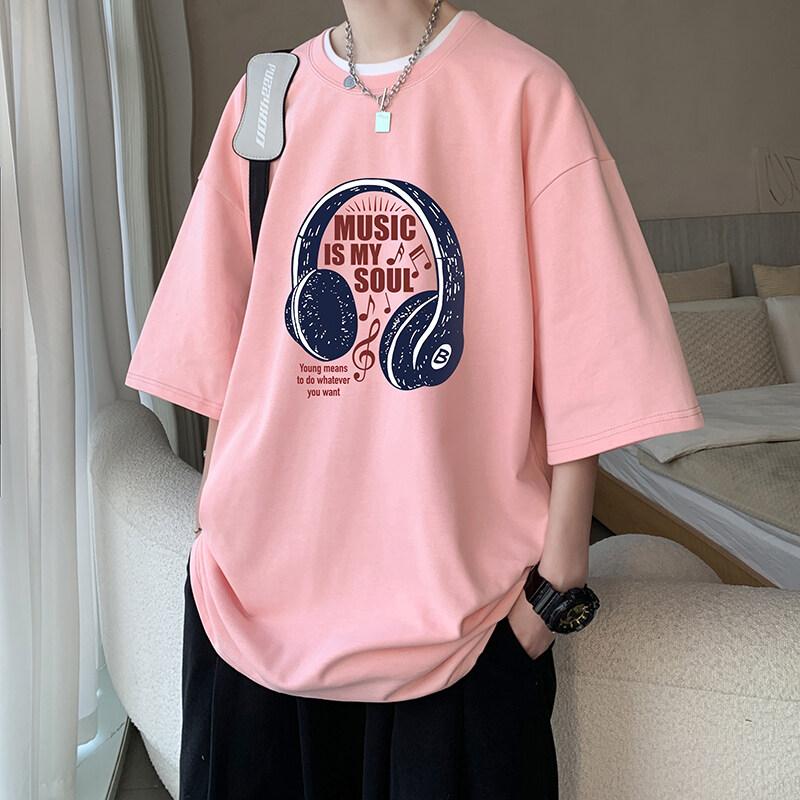 Unisexs Cotton Tshirts White Unisex Oversized T Shirt Music Letter Print Summer Casual Wear 5XL Tee Shirts Big Size Male Clothes