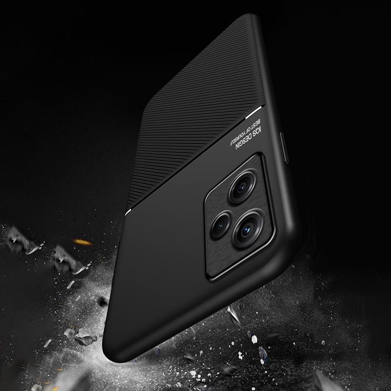 Phone Case for Infinix Hot 30i X669,PU Leather+TPU+PC Lines Imprinted Cover with Built-In Magnetic Holder Metal Sheet
