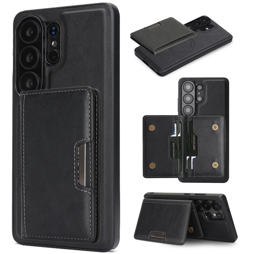 Magnetic 2 In 1 Removable Leather Wallet Case For Samsung S26 Ultra S25 Plus S24 S23 For Magsafe Phone Cover Card Solt Bag Cover