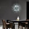 Modern Crystal Chandeliers Firework, Non-dimmable, 9-Light Chrome Dandelion Sputnik Ceiling Light Fixtures, for Bedroom Living Room
