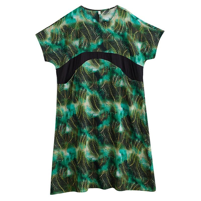 Kort ermet Pluss størrelse Bomull vintage blomstret Prikket ny i kjoler for kvinner avslappet løs lang sommerkjole