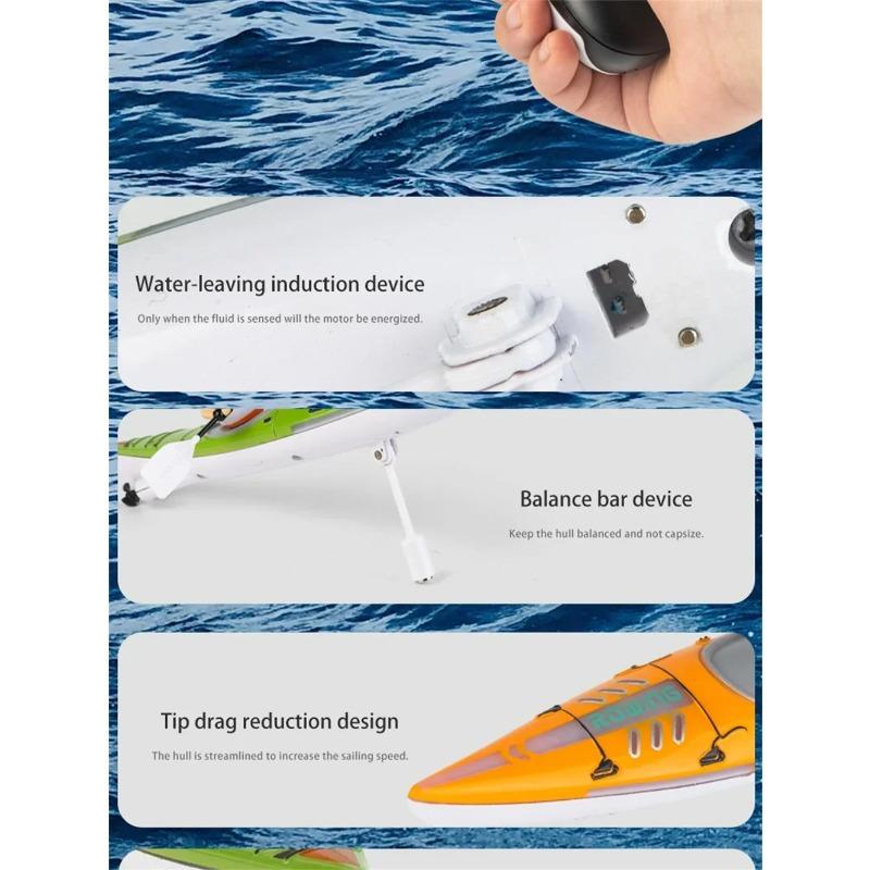 Rc Boat Kayak Racing Ship 2.4G Remote Control Rowing Boat Paddling Water Competition Games Summer Outdoor Toy for Boys Kids Gift
