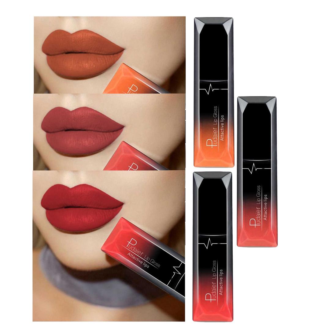 

Pudaier 3шт матовая губная помада водостойкая немаркирующая помада долговечная губная помада набор для макияжа губ