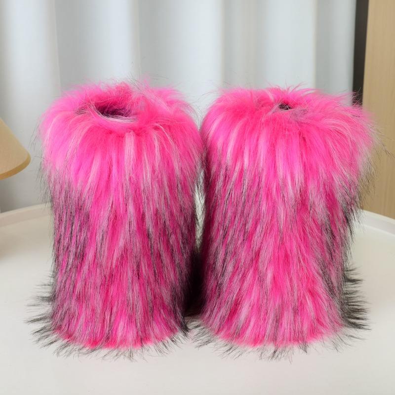 Evropské a americké přeshraniční vysoké ploché nadýchané boty zimní teplé sněhule dámské y2k pikantní dívčí středně vysoké imitace mývalí srsti