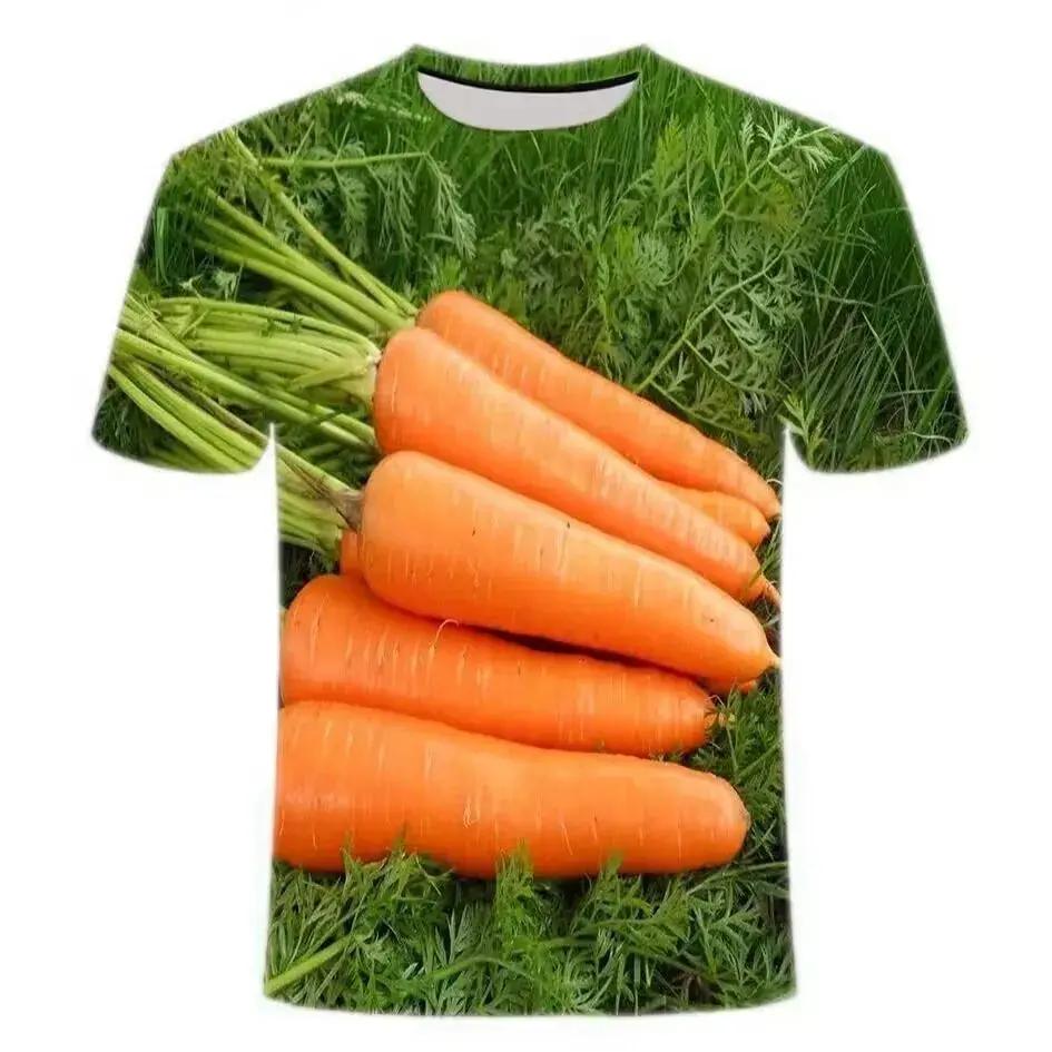 Sommarens Kreativa Fräscha Frukter Och Grönsaker Mode Herr T-shirt 3d-tryckt Kortärmad Lös O-hals Personlighets T-shirts Toppar