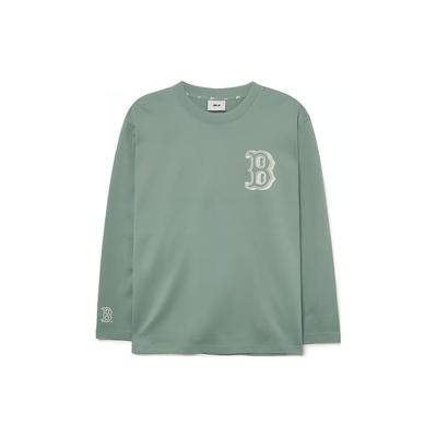 MLB Basic Boston Red Sox Letter Logo Print Rundhals Locker Langarm T-Shirt Unisex Oberteile Bohnengrün 3ATSB0334-43MTD