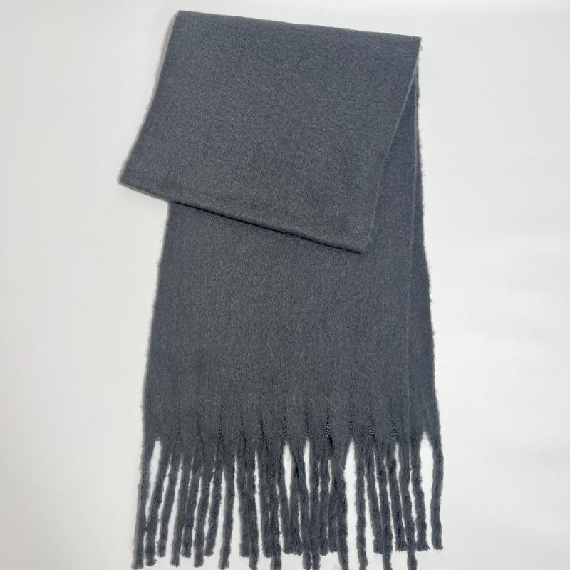 Versatile Mohair Solid Color Scarf Women's Winter Thickening Simple Warmth Enlarged Shawl Scarf