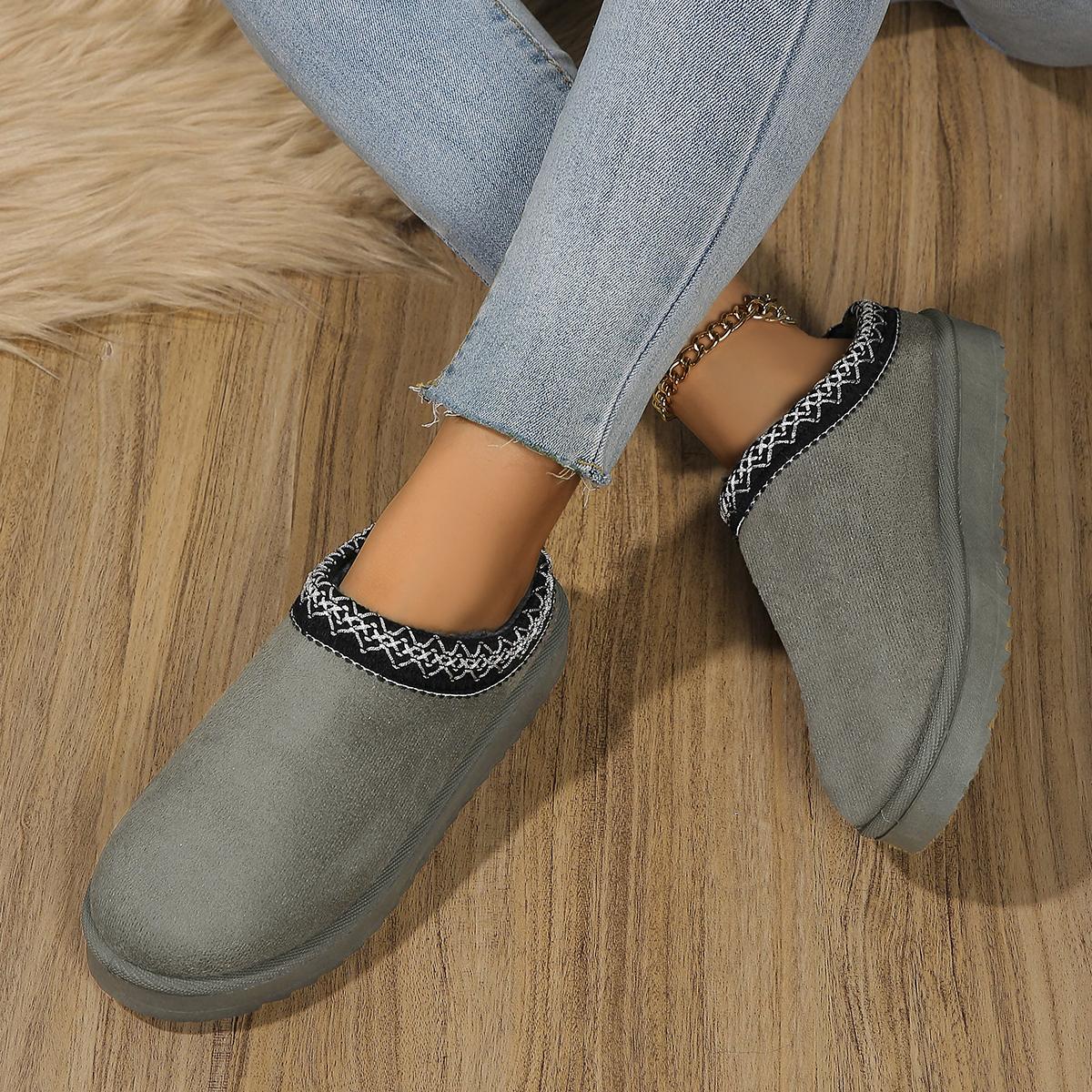 Модные зимние сапоги женские зимние новые кашемировые теплые толстые подошвы без каблука — фото 2